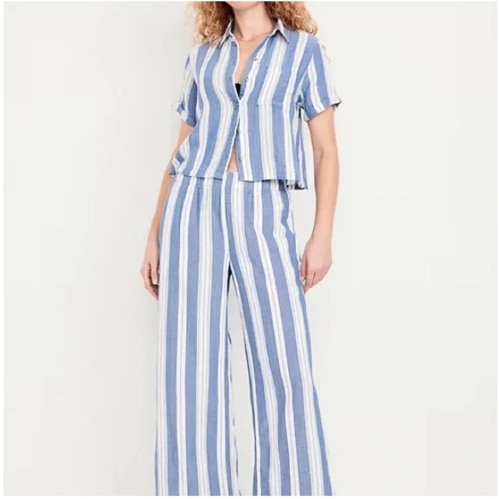 Old Navy Wide leg pants set Blue and White Striped size XL